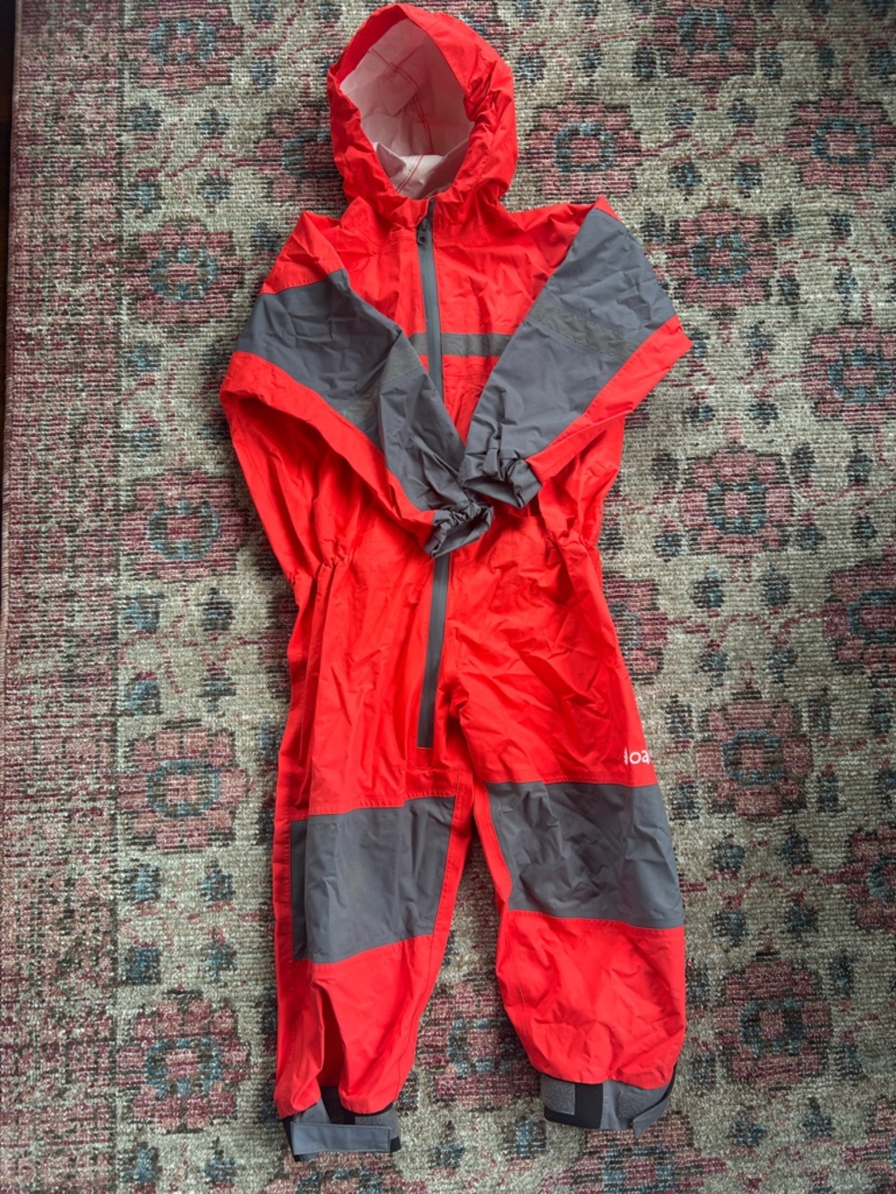 OAKI Bright Red and Gray Kids Rain Jacket